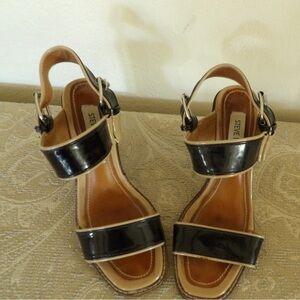 Steve Madden Black Y2K Patent Strap Sandals